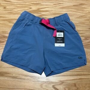 Outdoor Research Women's Athletic Shorts in Blue with Pink Accent